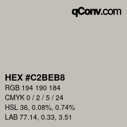 颜色代码: HEX #C2BEB8 | qconv.com