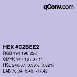 カラーコード: HEX #C2BEE2 | qconv.com