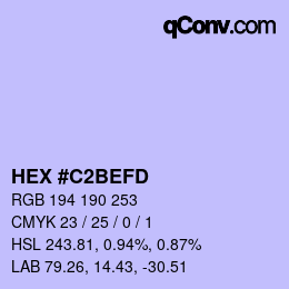 Farbcode: HEX #C2BEFD | qconv.com