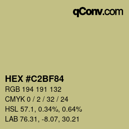 颜色代码: HEX #C2BF84 | qconv.com
