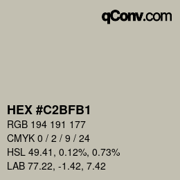 Color code: HEX #C2BFB1 | qconv.com