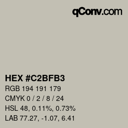 Color code: HEX #C2BFB3 | qconv.com