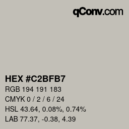 Color code: HEX #C2BFB7 | qconv.com