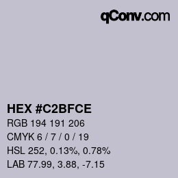 カラーコード: HEX #C2BFCE | qconv.com