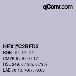 颜色代码: HEX #C2BFD3 | qconv.com