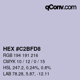 Color code: HEX #C2BFD8 | qconv.com