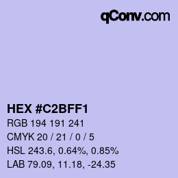 Color code: HEX #C2BFF1 | qconv.com