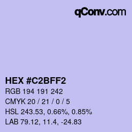 颜色代码: HEX #C2BFF2 | qconv.com