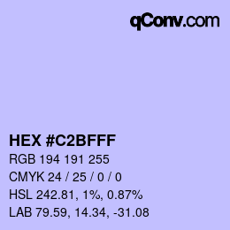 颜色代码: HEX #C2BFFF | qconv.com