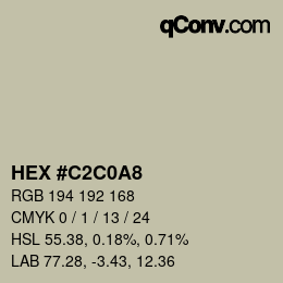 カラーコード: HEX #C2C0A8 | qconv.com