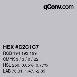 カラーコード: HEX #C2C1C7 | qconv.com