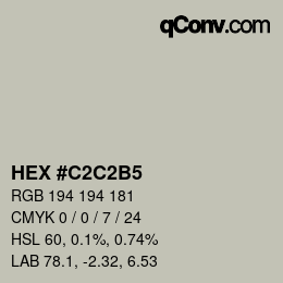 颜色代码: HEX #C2C2B5 | qconv.com