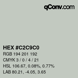 カラーコード: HEX #C2C9C0 | qconv.com