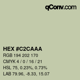 颜色代码: HEX #C2CAAA | qconv.com