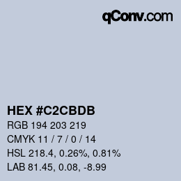 カラーコード: HEX #C2CBDB | qconv.com