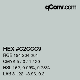 Color code: HEX #C2CCC9 | qconv.com