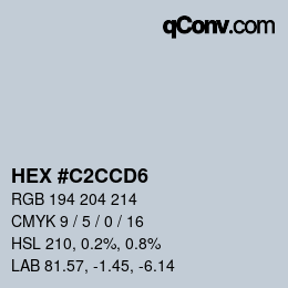 颜色代码: HEX #C2CCD6 | qconv.com