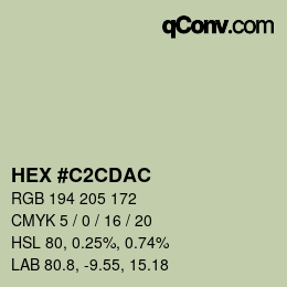 Color code: HEX #C2CDAC | qconv.com