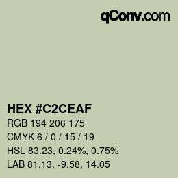 Color code: HEX #C2CEAF | qconv.com