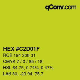 Color code: HEX #C2D01F | qconv.com