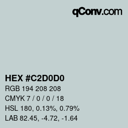 カラーコード: HEX #C2D0D0 | qconv.com