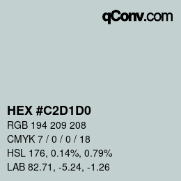 カラーコード: HEX #C2D1D0 | qconv.com