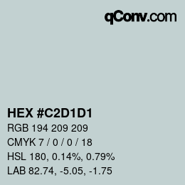 颜色代码: HEX #C2D1D1 | qconv.com
