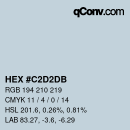 カラーコード: HEX #C2D2DB | qconv.com