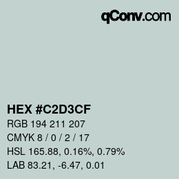 Color code: HEX #C2D3CF | qconv.com