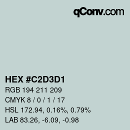カラーコード: HEX #C2D3D1 | qconv.com