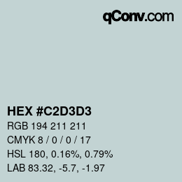 カラーコード: HEX #C2D3D3 | qconv.com