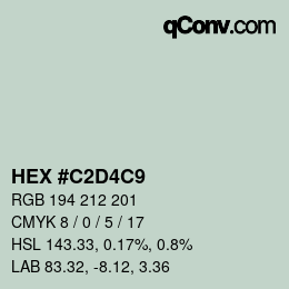 颜色代码: HEX #C2D4C9 | qconv.com