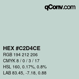 カラーコード: HEX #C2D4CE | qconv.com