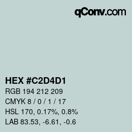 Código de color: HEX #C2D4D1 | qconv.com