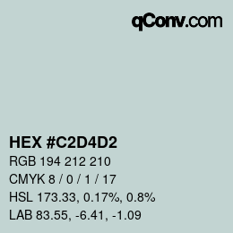 カラーコード: HEX #C2D4D2 | qconv.com