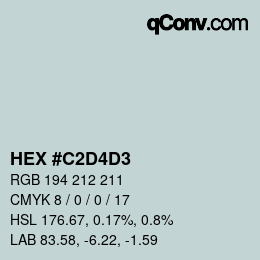 Color code: HEX #C2D4D3 | qconv.com