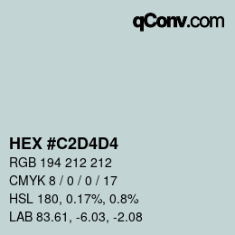カラーコード: HEX #C2D4D4 | qconv.com