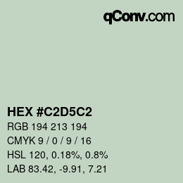 カラーコード: HEX #C2D5C2 | qconv.com