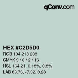カラーコード: HEX #C2D5D0 | qconv.com