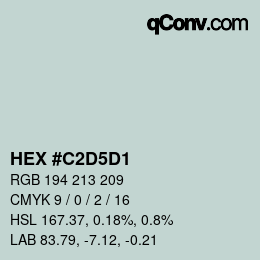 カラーコード: HEX #C2D5D1 | qconv.com