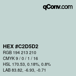 Color code: HEX #C2D5D2 | qconv.com