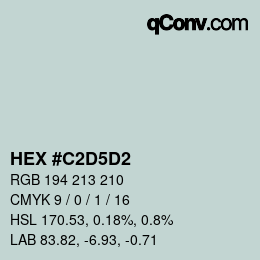 カラーコード: HEX #C2D5D2 | qconv.com