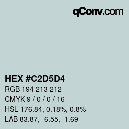 Color code: HEX #C2D5D4 | qconv.com