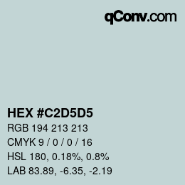 カラーコード: HEX #C2D5D5 | qconv.com