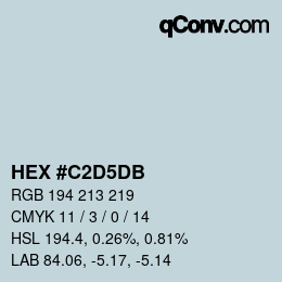 カラーコード: HEX #C2D5DB | qconv.com