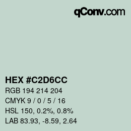 カラーコード: HEX #C2D6CC | qconv.com