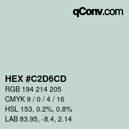 颜色代码: HEX #C2D6CD | qconv.com