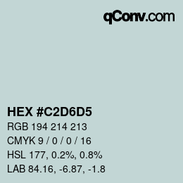 Color code: HEX #C2D6D5 | qconv.com