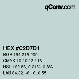 カラーコード: HEX #C2D7D1 | qconv.com
