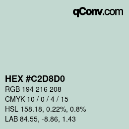 カラーコード: HEX #C2D8D0 | qconv.com
